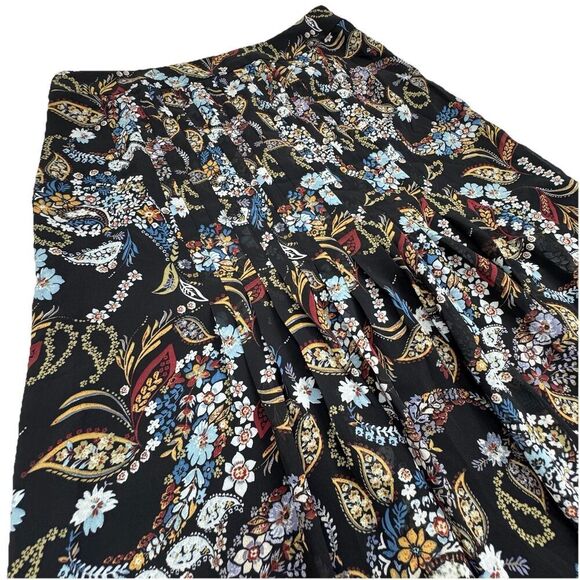 WAYF Black Pleated Floral Paisley Maxi Size XS Lined - Picture 8 of 8
